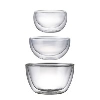 High Borosilicate Glass Double Wall Salad Bowl Heat Resistant Soup Bowl