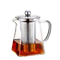 Premium Glass Teapot Heat resistant Borosilicate Glass Teapot with Stainless Steel Infuser for Loose Leaf Tea Hand Blown Glass