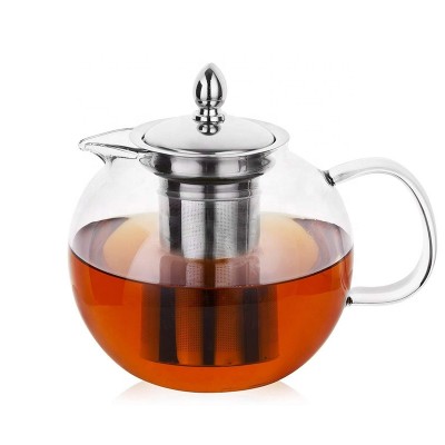 2020  hot sale hand made borosilicate glass teapot with 304 stainless steel filter