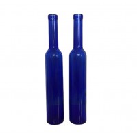 High Quality Blue Round 330ml 375ml 500ml Glass Empty Wine Bottle With Crown Cap