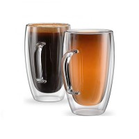 2019 hot sale High borosilicate heat resistant double wall glass coffee cup glass tea cup