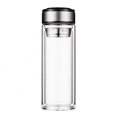 500 ml glass water bottle with tea dispenser double wall glass cup