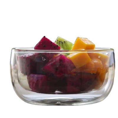 High Borosilicate Double Wall Glass Bowl For Kitchen Morning Breakfast Oatmeal Use 350ml