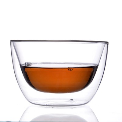 High Borosilicate Double Wall Heat Insulated Salad Glass Bowl 500mL