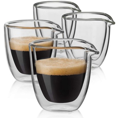 Handmade mouth blown Popular glassware Double wall glass coffee cup with hawk spout