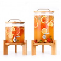 Custom glass beverage water dispenser with tap and lid in color package