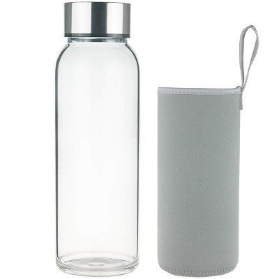 Eco Friendly 1 litre 1000 ml Borosilicate Glass Water Bottle Wide Mouth with Bamboo Lid