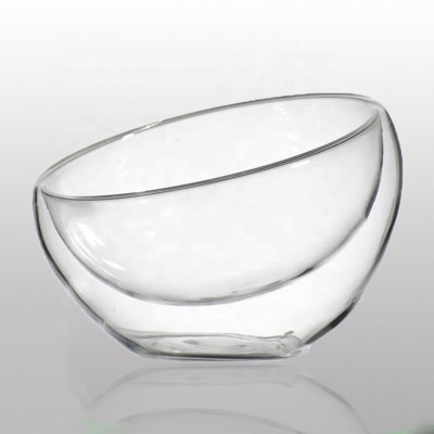 Customized double wall slope  glass bowl