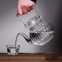 Handmade  high transparent  heat resistant borosilicate glass teapot