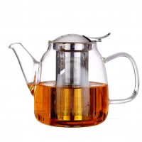 Premium Glass Teapot Heat resistant High Borosilicate Glass Teapot with Stainless Steel Infuser Hand Blown Lead-free glass